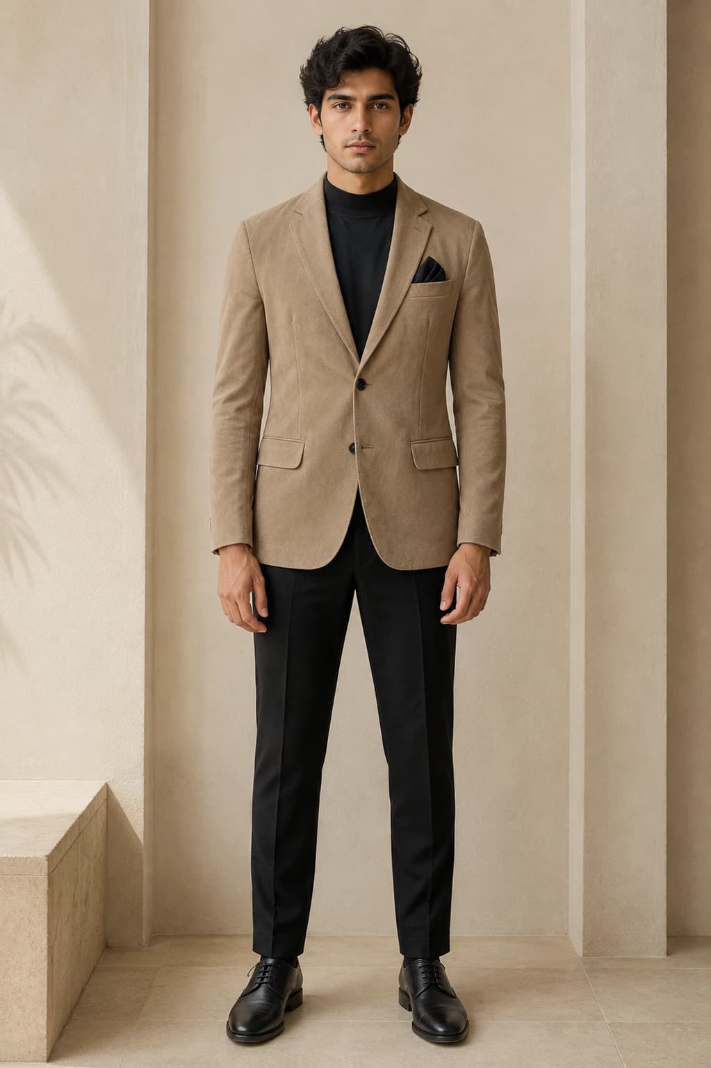 Sandstone Jacquard Elbow-Patch Blazer